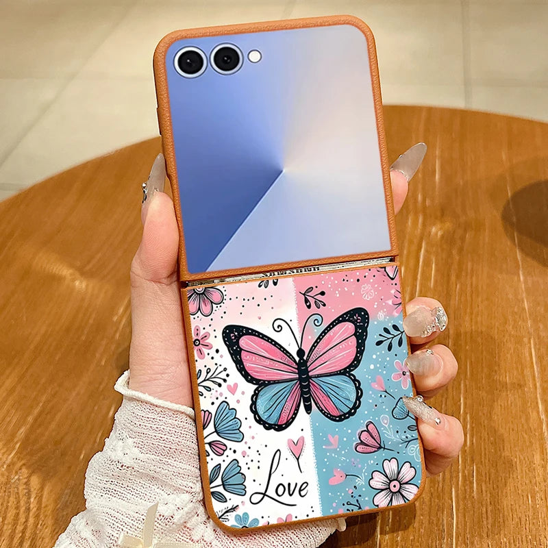 Butterfly Flower Print Magnetic Phone Case For Samsung Galaxy Z Flip 7 FE 6 5 4 3 5G Soft TPU Folding Cover For Samsung Z Flip7