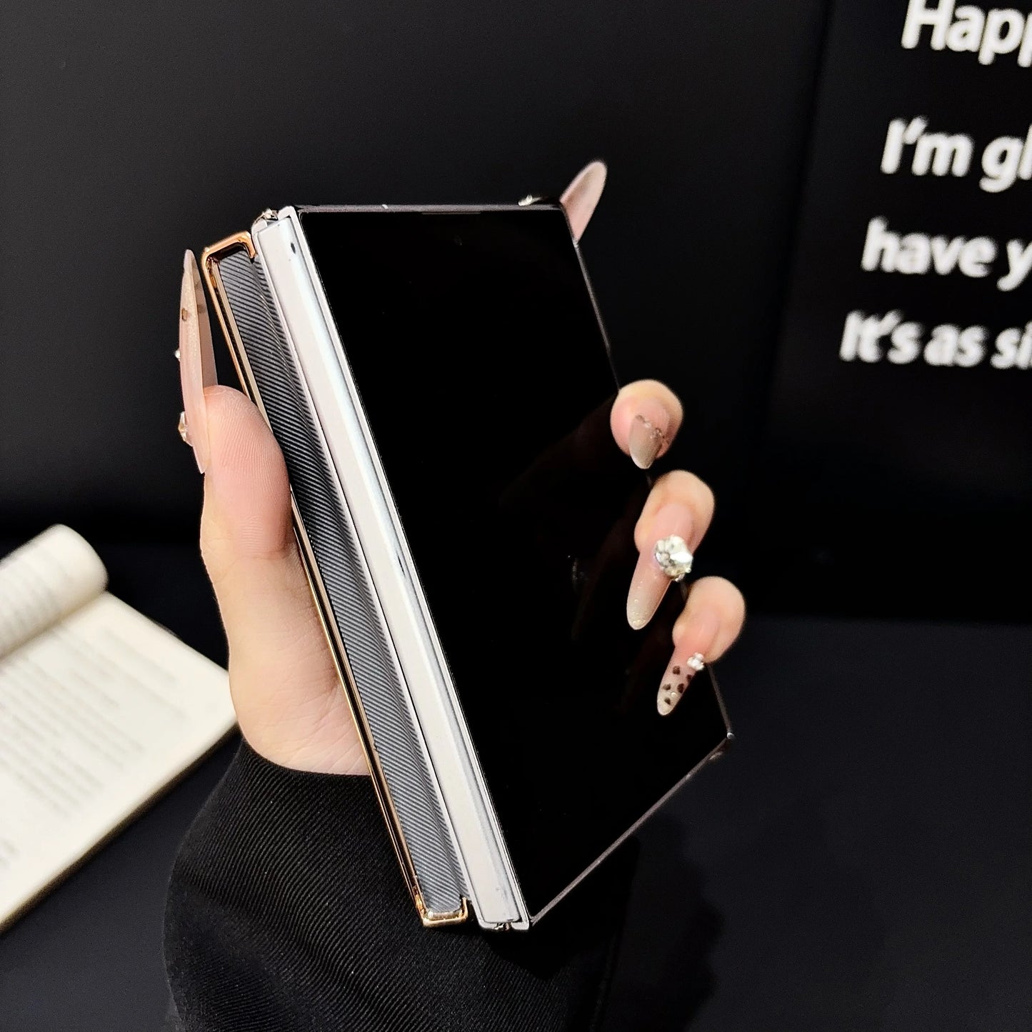 Luxury Business Mosaic Stone Texture Phone Case for Samsung Z Fold 8 Wide Axis Protection Shockproof Skin Feel Slim Fit Cover
