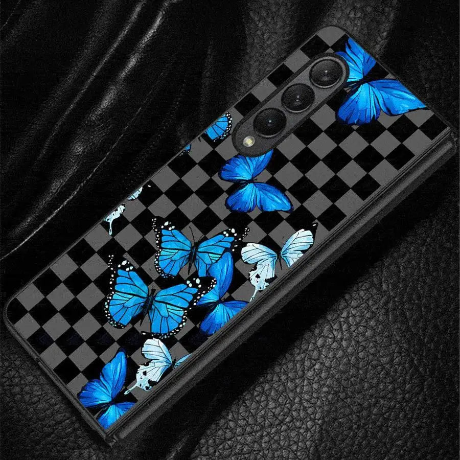 Black Flower Cases for Samsung Galaxy Z Fold6 Z Fold3 ZFold4 Z Fold5 5G Z Fold4 5G Coque Bumper Shockproof Cover
