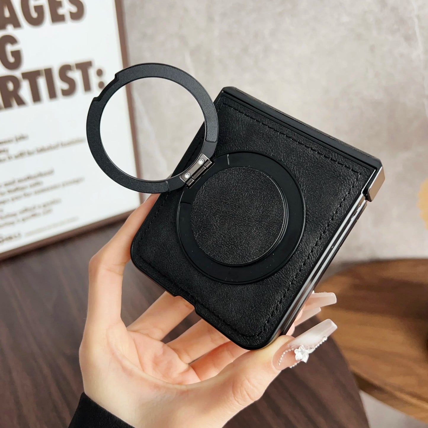 For Magsafe Holder Phone Case For Motorola Razr 60 50 Ultra Leather Hinger Protective Cover For Motorola Razr 40 Ultra Funda