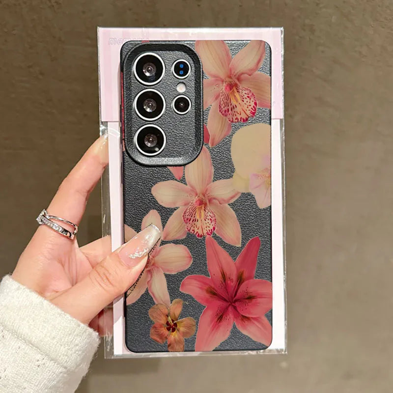 For Samsung Galaxy S25 S24 S23 S22 S21 FE Plus Ultra Watercolor Hibiscus Flower Phone Case for A55 A35 A15 A16 A56 A53 A54 Cover