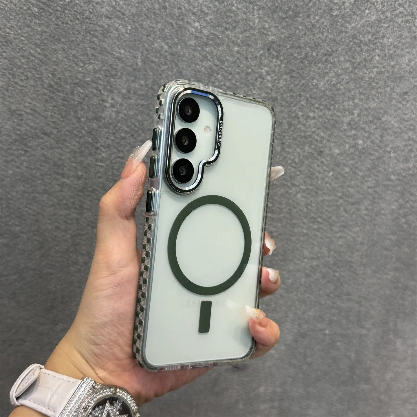 Magnetic for Magsafe Colorful Border Phone Case For Samsung Galaxy S25 S24 Plus S23 S22 Ultra S25Ultra Slim Transparent Cover