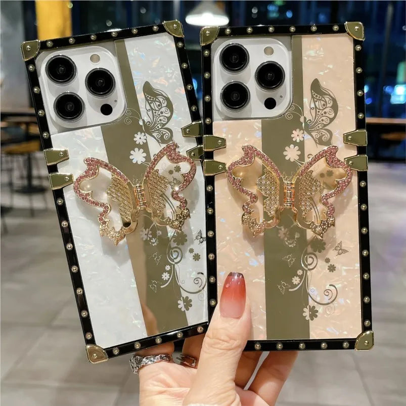 Luxury Phone Case Ring Funda For Moto G Stylus 5G 2024 Motorola G Power 2023 One 5G Ace Play 2022 Pure Women Lanyard Gold Cover