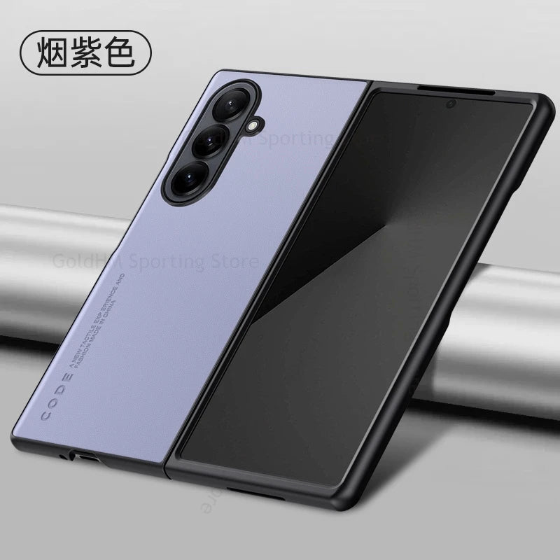 Capa For Samsung Z Fold 7 6 5G Pure Color Leather Shockproof Phone Case For Galaxy Z Fold7 fold 6 5 4 3 Hard PC Protective Cover