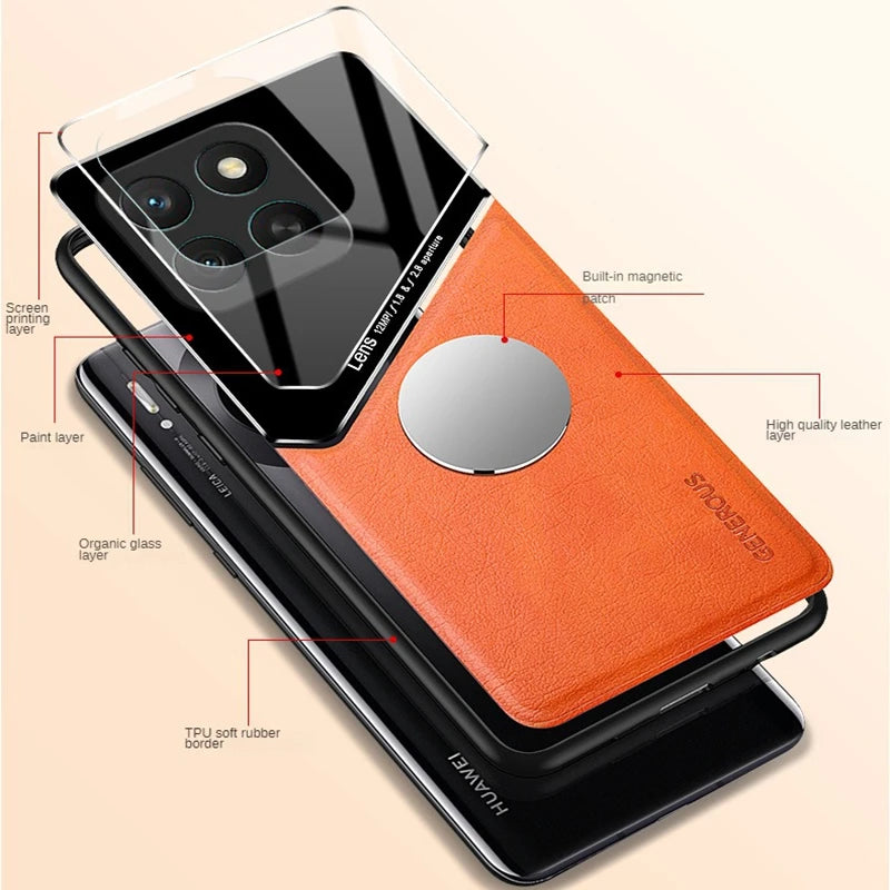 Leather Texture Phone Case For Motorola Edge 60 Pro Moto Edge 60 Fusion Cover With Magnetic Suction Holder Coque Fundas Capa