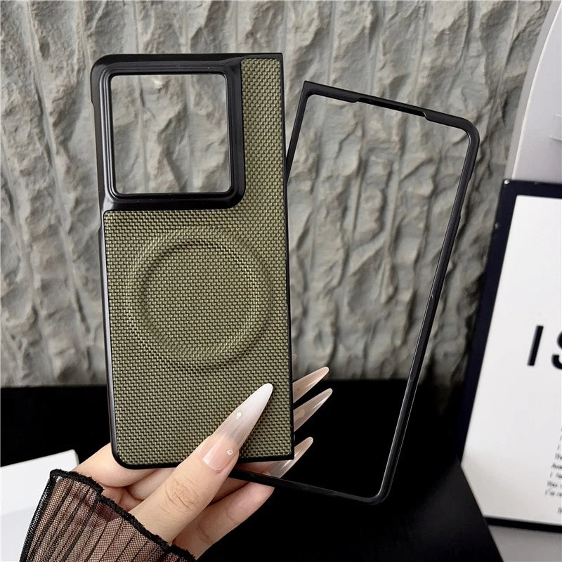 Case For Motolora Razr Fold Moto Razr 2026 For MagSafe Magnetic Nylon Woven Matte Leather Skin-friendly Cover
