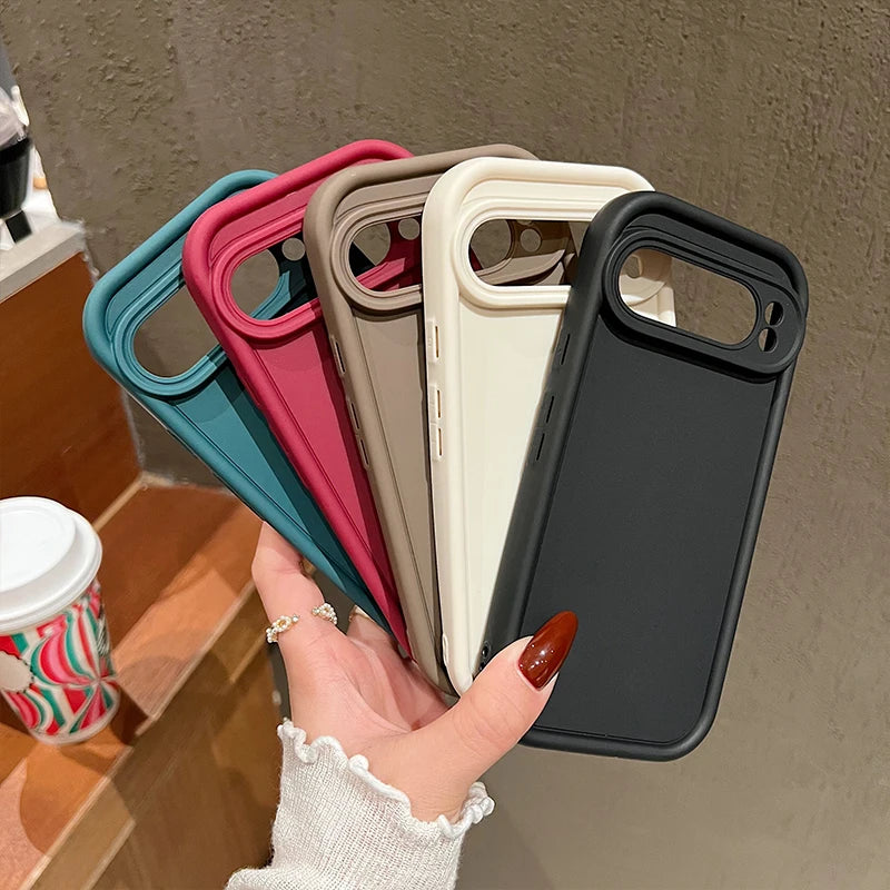 For Google Pixel 9 Pro XL 8 Pro 8A Case Shockproof Bumper Solid Color Soft TPU Silicone Phone Back Cover Coque For Pixel 9 8 Pro
