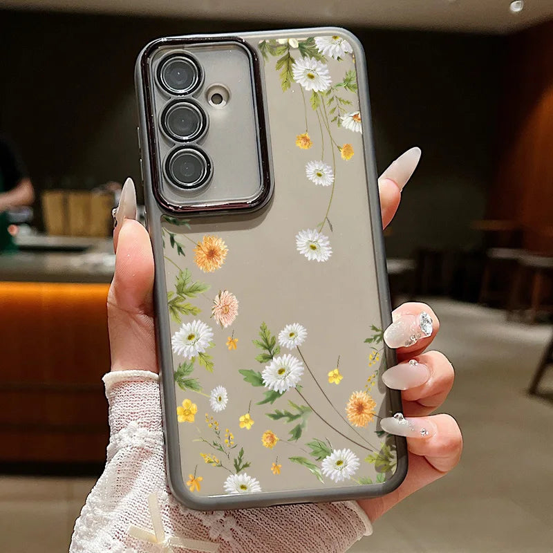 Flower Pattern Soft TPU Case For Samsung Galaxy A56 A55 A54 A15 A16 A25 A35 A36 A53 5G S25 S24 Ultra S21 S23 S24 FE Phone Cover