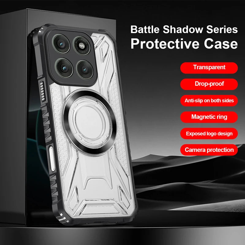 For Motorola MOTO Edge 60 Pro 50 60 Fusion Case Shockproof Magnetic CD Pattern Transparent Hard PC + TPU Armor Cover