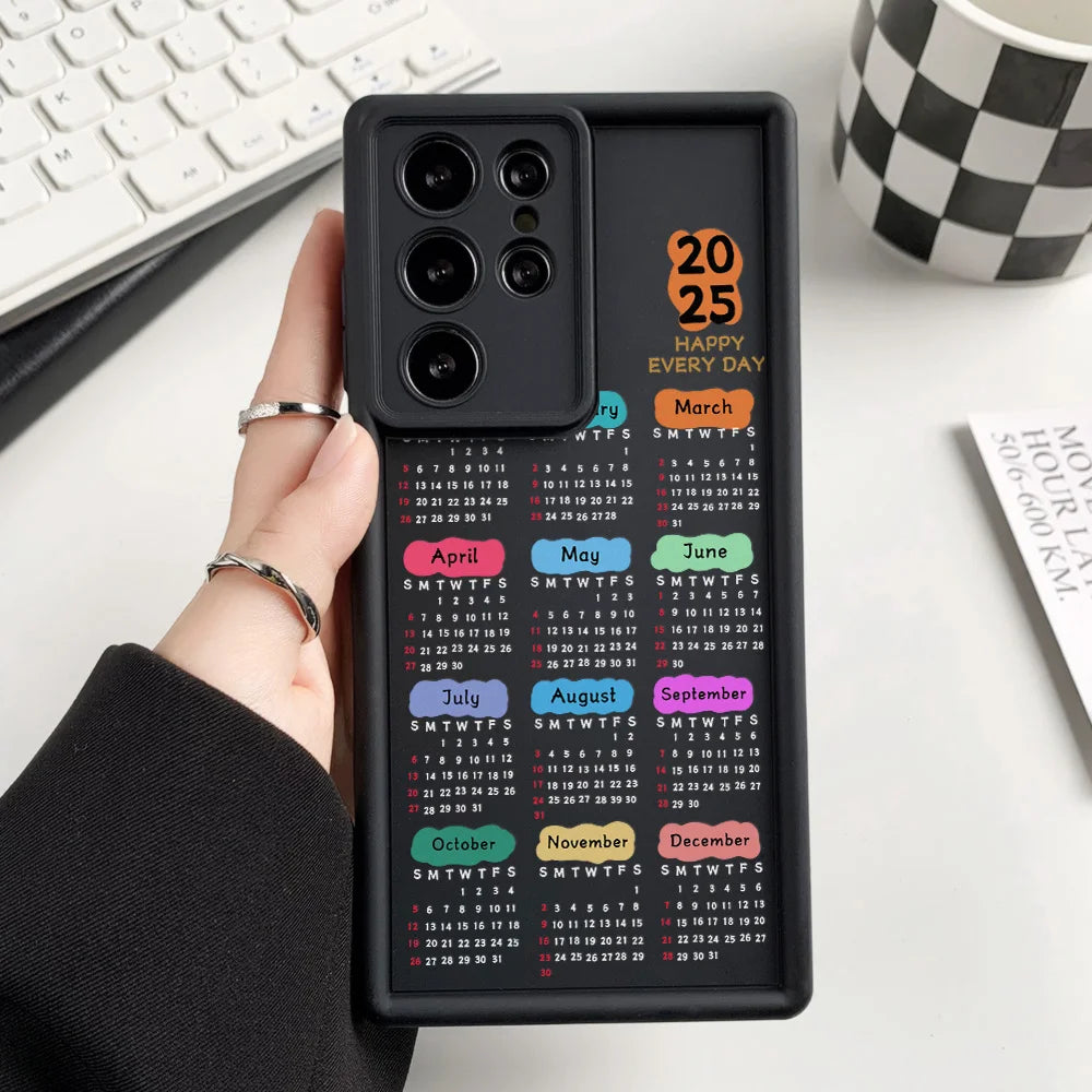 2025 New Year Calendar Phone Case For Poco M6 F5 X5 X6 Pro Case Xiaomi 15 Redmi Note 13 12 11 10 9 8 Pro 14C 13C 10C 12C Cover