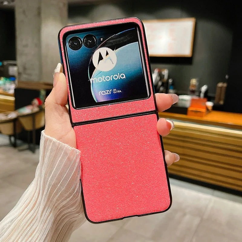 Luxury Bling Glitter Phone Case For Motorola Razr 50 40 Ultra Moto Razr40 Razr50Ultra 2023 Slim Hard Plastic PU Leather Cover