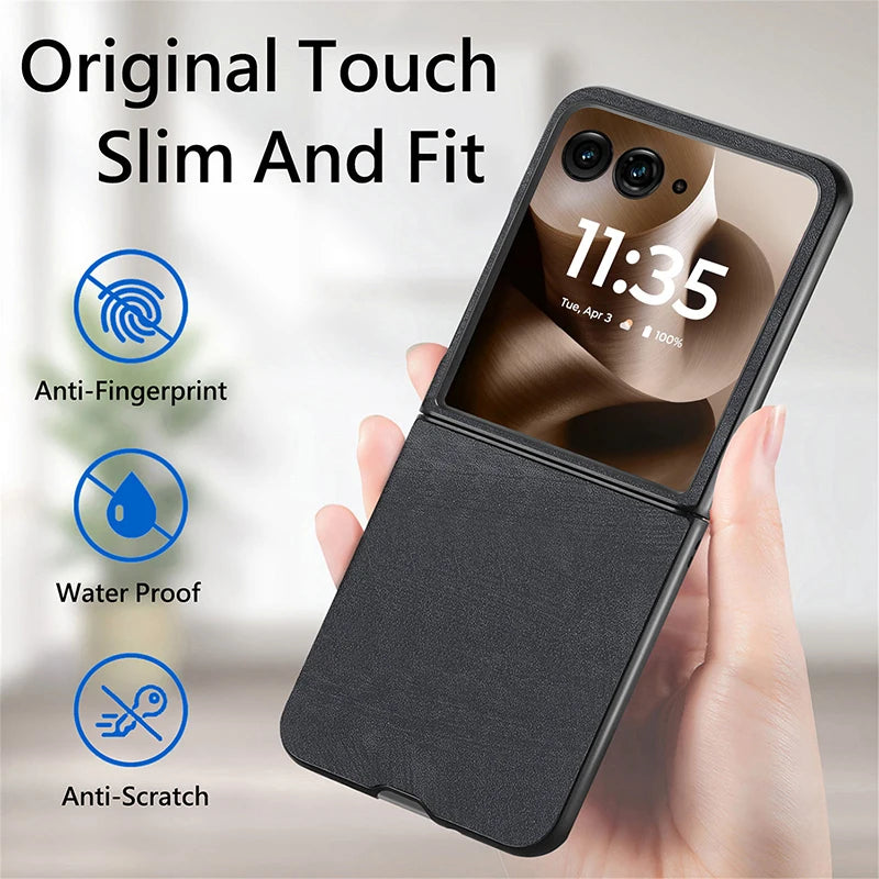 Case For Motorola Razr 60 Ultra 2025 50 Ultra 40 Ultra Razr Plus 2024 Retro PU Leather Hard Shockproof Mobile Phone Case Cover