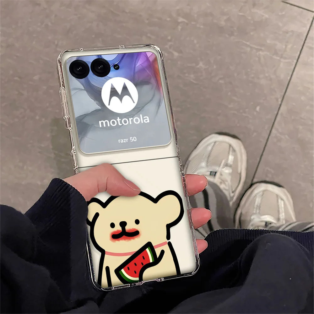 For Motorola Razr 2025 Plus 2024 2023 Razr 60 50 40 Ultra Dachshund Dog Pattern Transparent Hard Folding Phone Case Cover