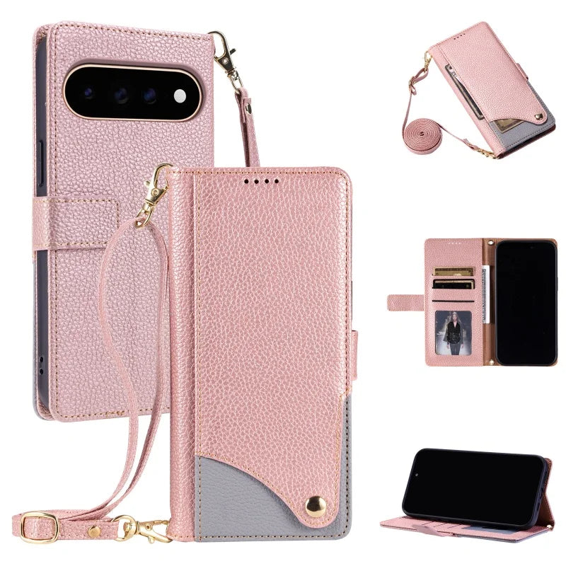 Crossbody Leather Wallet Phone Case for Google Pixel 11 Pro XL10A 10 9A 9 8 8A 7 7A Lanyard Cards Holder Funda Cover Hoesje Etui