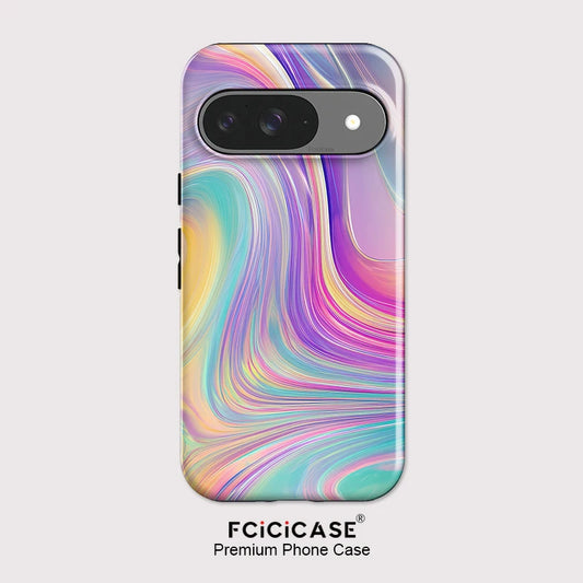 Fcicicase 2 in 1 Dual Layer Phone Case For Google Pixel 9 10 Pro XL 10A 7A 8A 10 9 Pro Colorful Stripe Lines Print Back Cover