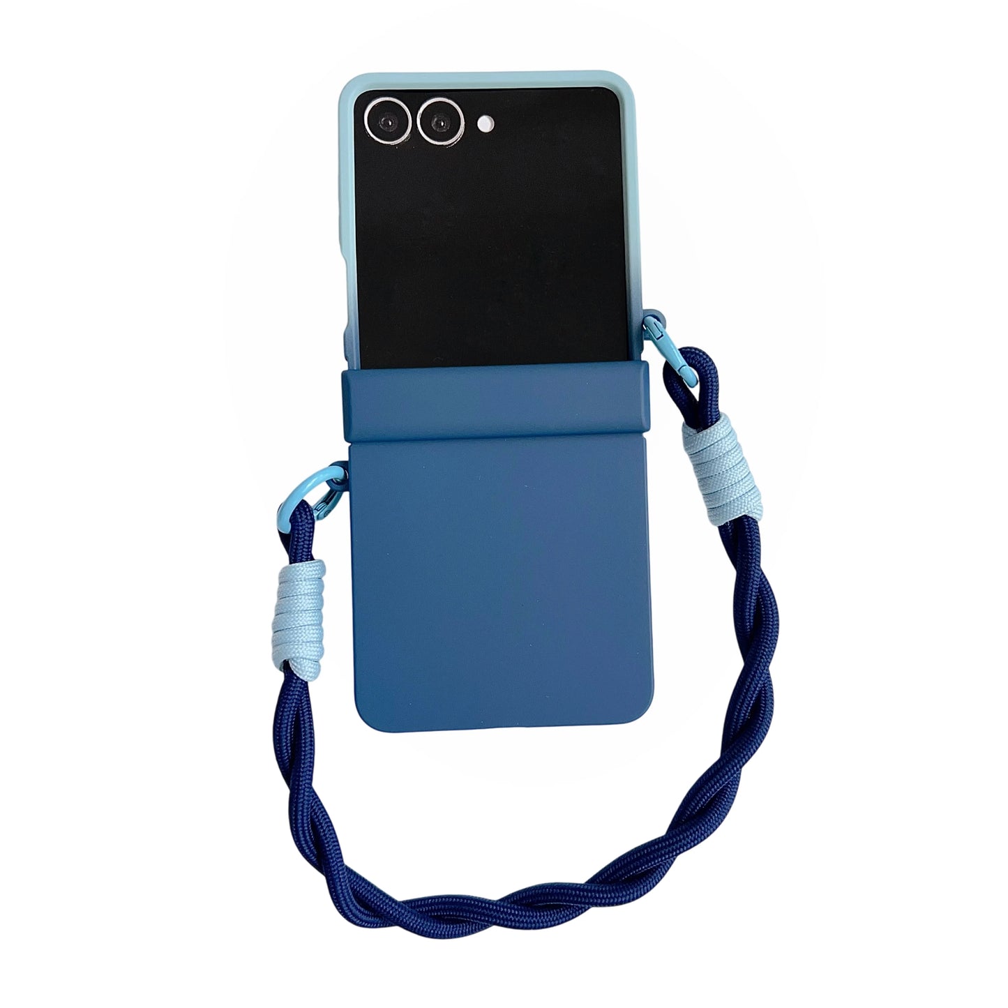 Korean Cute Gradient Color Phone Case For Samsung Galaxy Z Flip 7 6 5 4 3 ZFlip7 Flip6 5G Anti-lost Hand Strap Holder Back Cover