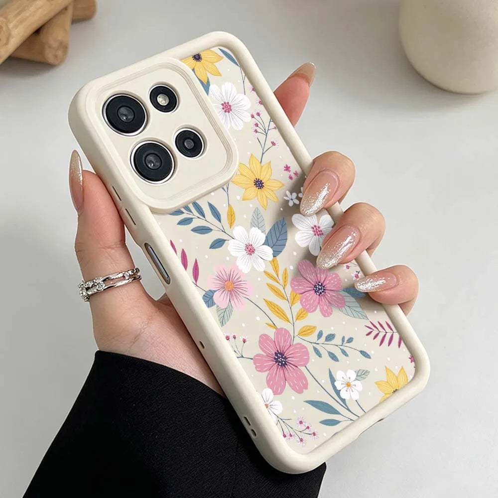 Exquisite Floral Pattern Cover For Motorola Moto G86 G85 G75 G56 G35 G24 G06 Edge 70 60 50 Fusion Eye Ladder Phone Case