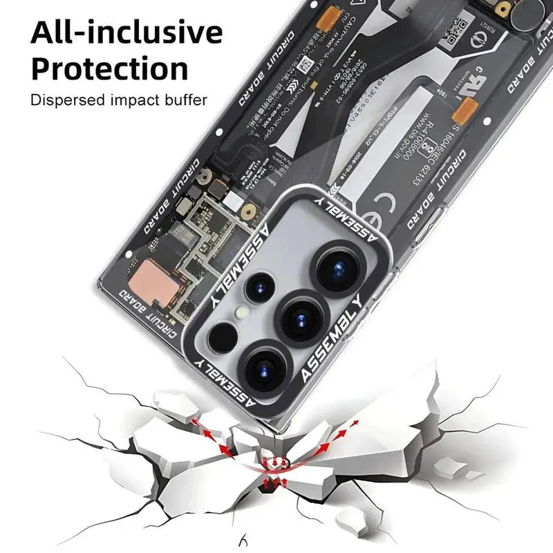 Circuit Board Pattern Case for Samsung Galaxy S24 Ultra S20 FE S21 S22 Plus S23 Ultra 5G S23 FE Transparent Clear Soft Silicone