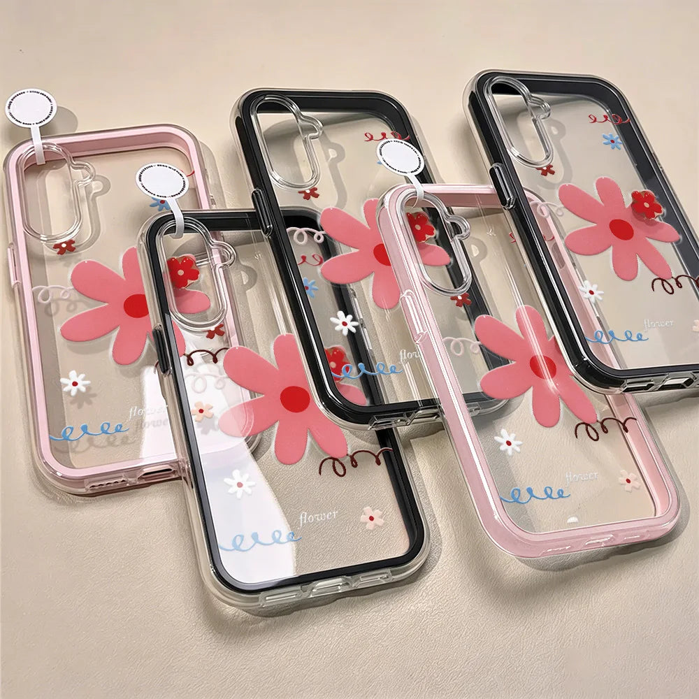 Flower 2 IN 1 Clear Case For Samsung A57 5G Funda Galaxy A56 A37 A36 A35 A55 S26 S25 S23 S22 Ultra S24 Plus A15 A16 A17 A53 A54