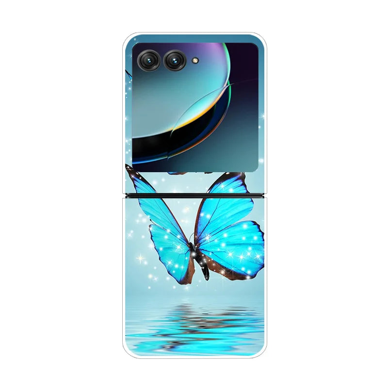 For Motorola Razr 40 Ultra Phone Case Flower Painted Clear Plastic PC Hard Back Cover For Moto Razr 40 Ultra Case 40Ultra 6.9"