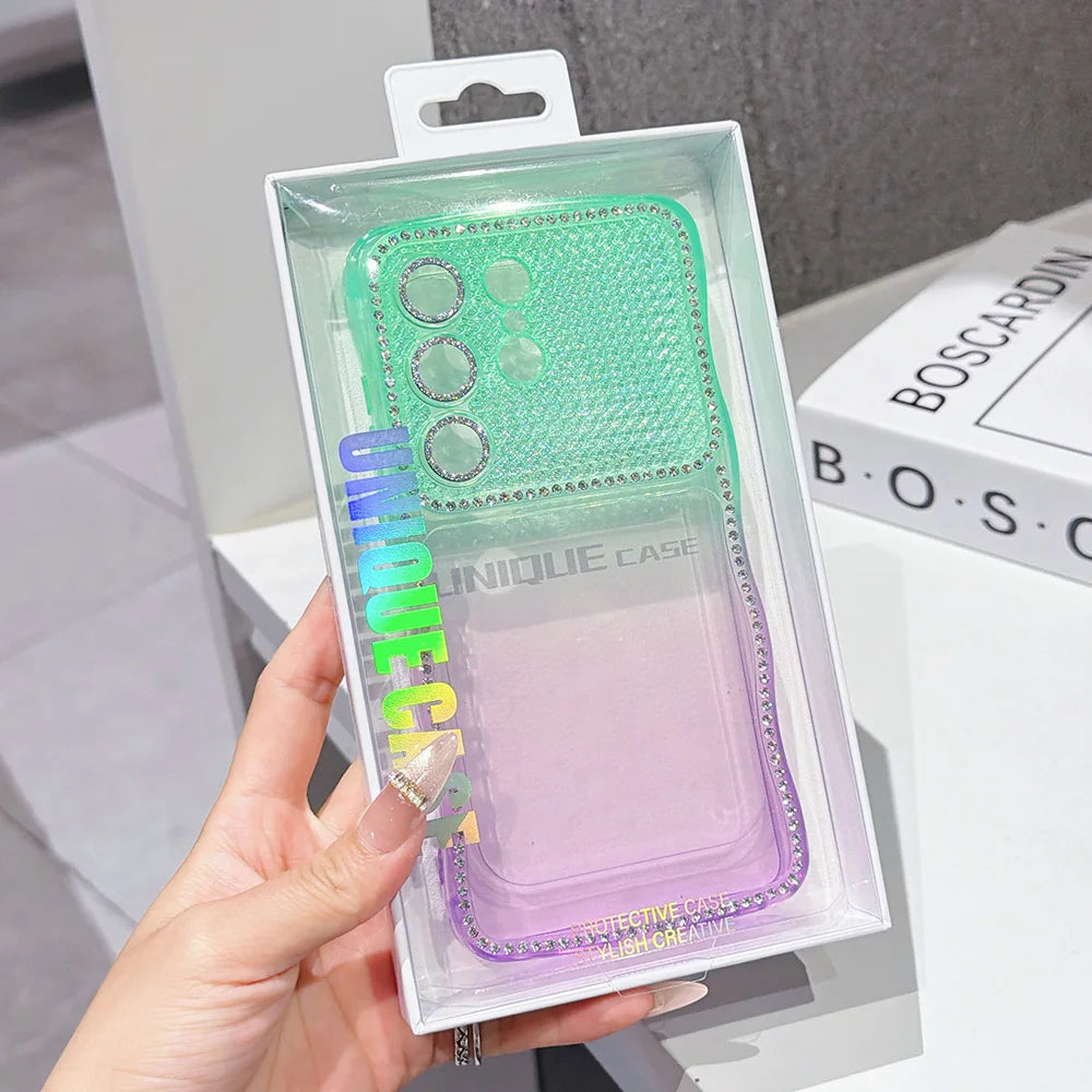 Wavy Edge Gradient Phone Case For Samsung Galaxy S26 S25 S24 Ultra Plus Soft TPU Thickened Shockproof Lens Protective Cover﻿﻿﻿﻿﻿
