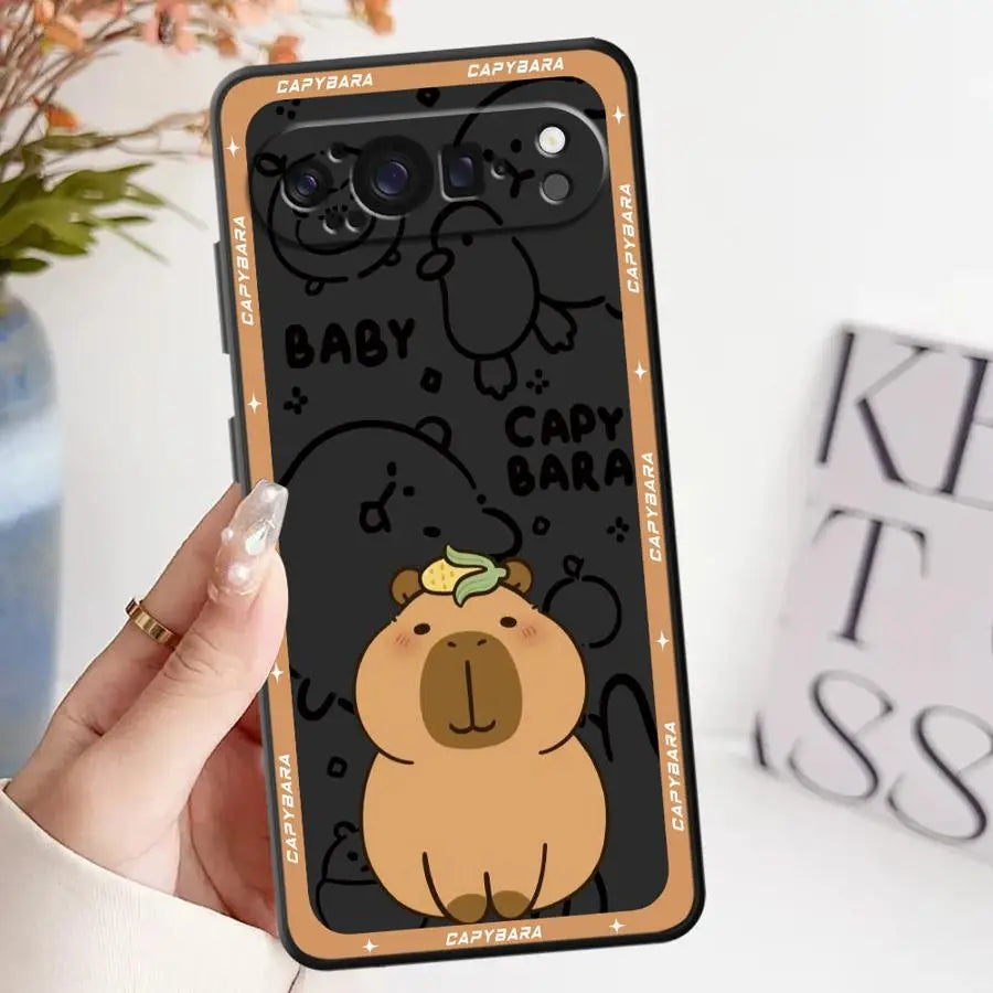 Cute Cartoon Capybara Phone Case for Google Pixel 6 7 8 Pro 8a 6a 10 9 Pro XL 7a 9a Soft Cover
