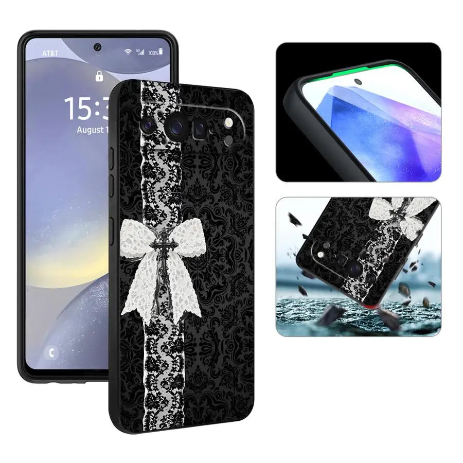 Retro Lace Art Case for Google Pixel 10A 6 7 8 Pro 7a 8a 10 9 Pro XL 6a 9a Funda Phone Cover