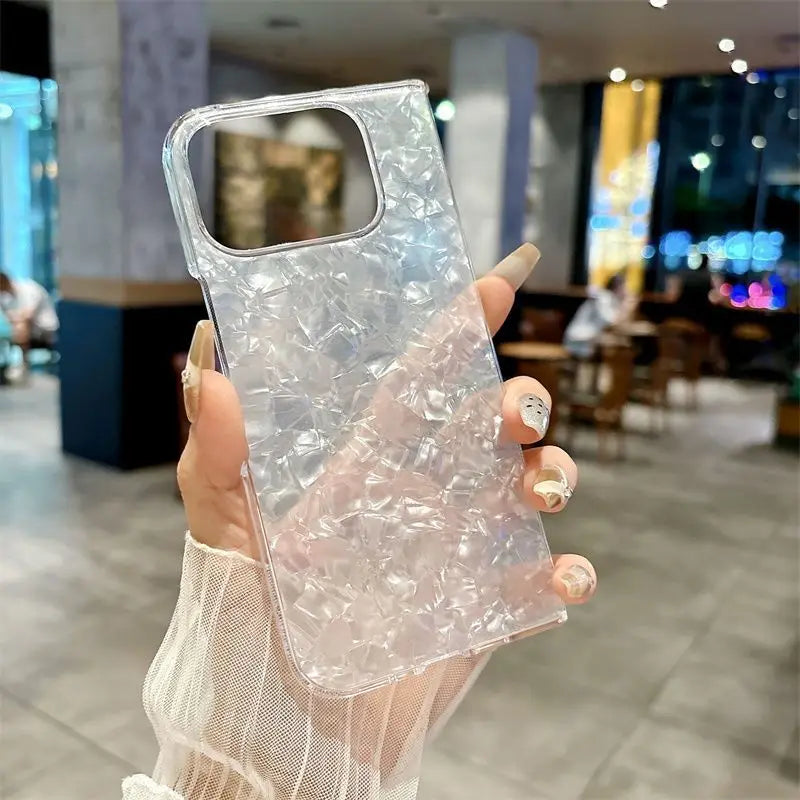 For Google Pixel 10 Pro Fold Case Fashion Flower Print Phone Back Cover Dreamy Pearl Glitter Shockproof Hard Shell