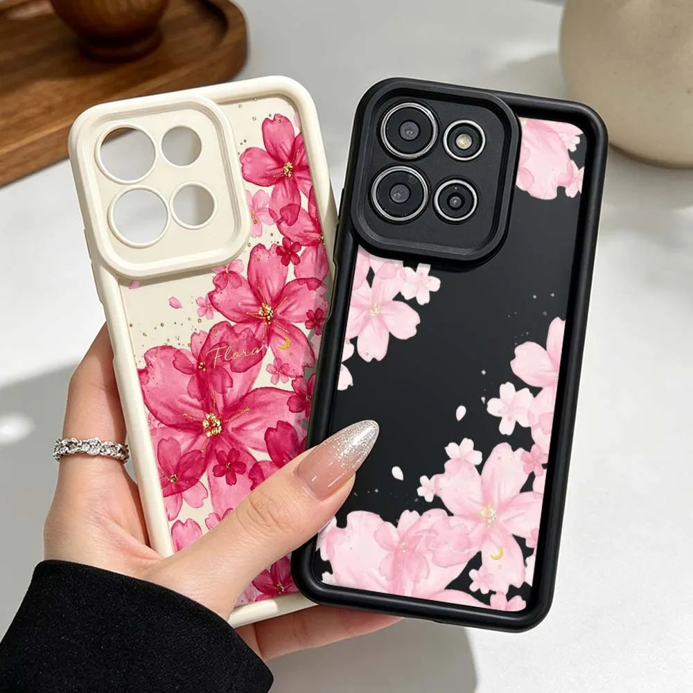 Beautiful Floral Pattern Cover For Motorola Moto G86 G85 G75 G56 G35 G24 G06 Edge 70 60 50 Fusion Eye Ladder Phone Case