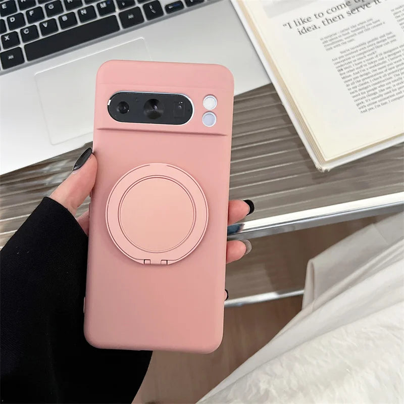 Stand Bracket Wireless Charging Magnetic For Magsafe Case For Google Pixel 10 6 7 8 9 Pro XL 7A 8A 9A Soft Shockproof Back Cover