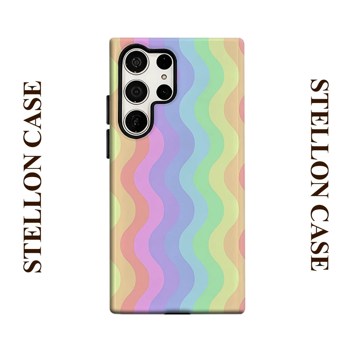 Rainbow Wave Stripe Phone Case for Samsung Galaxy S26 S25 Ultra S24 S23 Ultra Plus Glossy Double-layer Back Cover