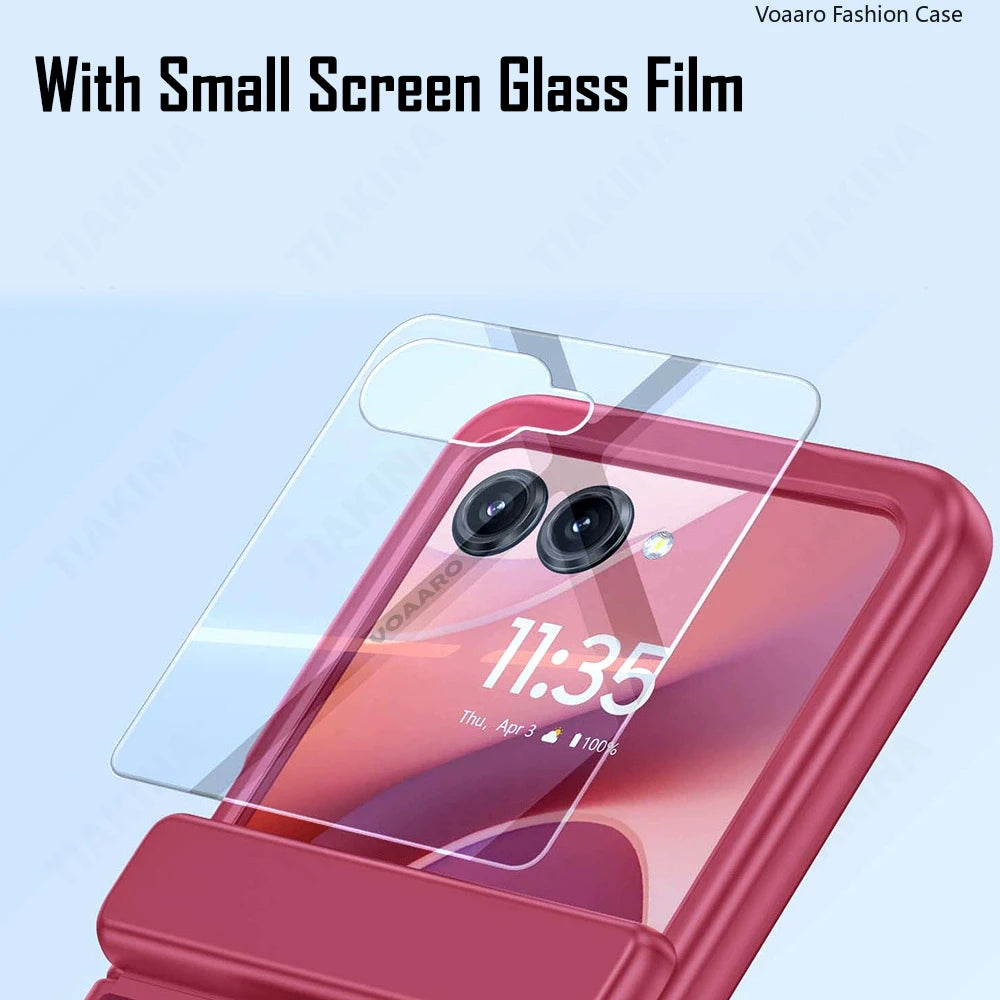 Matte Clear Plating Hinge Funda for Motorola Razr Ultra 2025 Case for Motorola Razr 60 Ultra Hinge Protect Case with Small Film