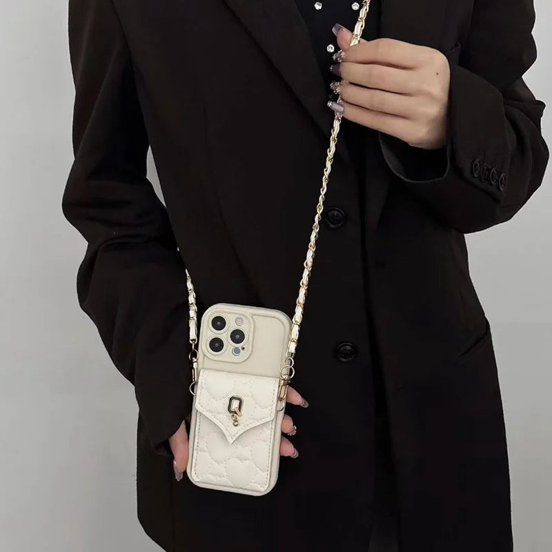 Chain Wallet Phone Case For Motorola Moto G75 G05 G15 G10 Power G20 G30 G13 G23 G53 G22 G52 G82 G60 Edge 60 Fusion Stylus Cover