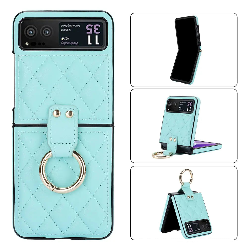 Fashion Leopard Print Leather Ring Case For Motorola MOTO Razr 40 Ultra Razr40 Slim Cover Fundas