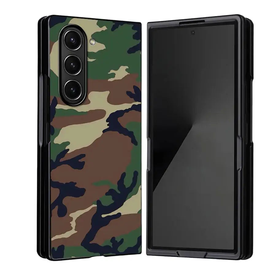 Back Phone Cover Case for Samsung Galaxy ZFold3 ZFold7 ZFold4 ZFold5 Z Fold 7 6 5 4 3 ZFold6 Camouflage Pattern