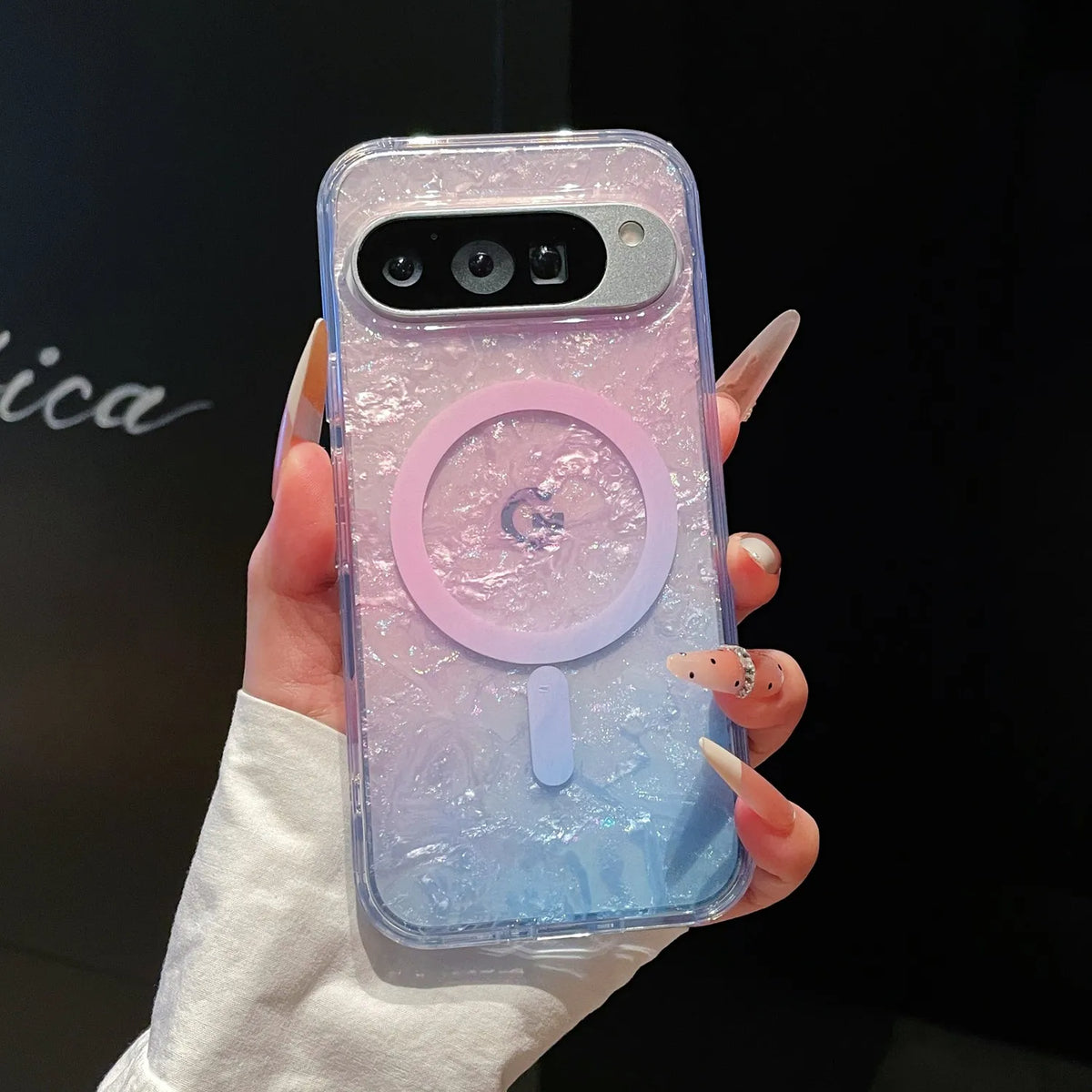 Dreamy Ocean Shell Pattern For Magsafe Case For Google Pixel 11 10 9A 10A Pro XL Magnetic Bling Transparent Hybrid Bumper Cover