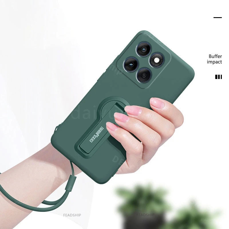 Phone Case For Moto Edge 60 Pro Fusion Edge60 Soft Cover Shockproof Silicone Phone Case Holder Stand with Screen Protector Film