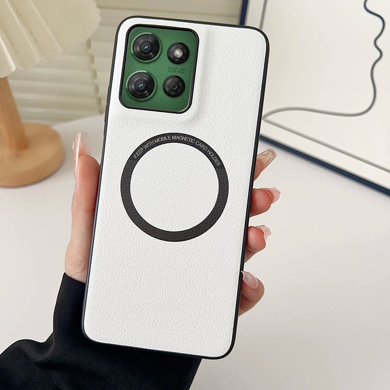 For Motorola Edge 60S Magsafe PU Leather Wireless Charging Protective Back Case Moto Edge 40 50 Neo Coques Moto Edge 60 Stylus