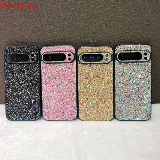 Luxury Glitter Phone Cases For Google Pixel 9A 8A 7A 6A 10 Pro XL 9 8 7 6pro Shiny Shockproof Hard Back Cover Grid Protect Shell