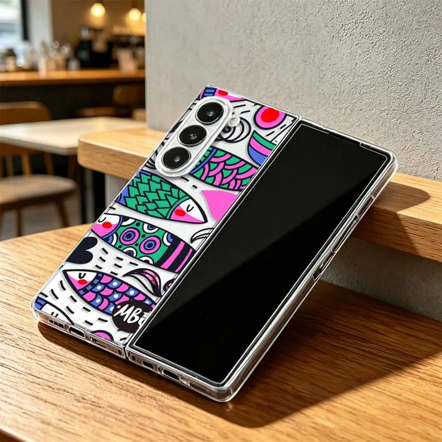 Cartoon Fish Case for Samsung Galaxy Z Fold 8 Ultra ZFold5 ZFold3 ZFold4 Z Fold 7 6 5 4 3 ZFold7 ZFold6 Back Phone Cover