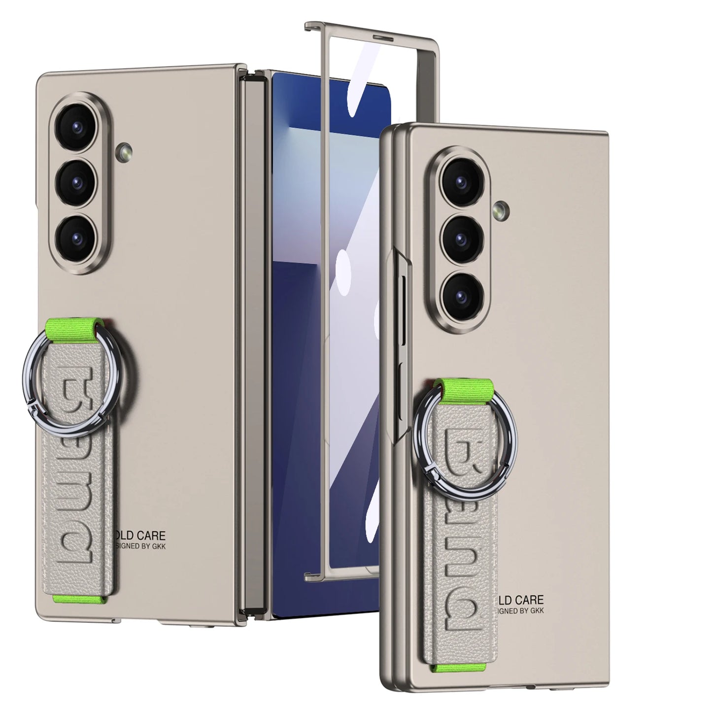 Ultra-thin Wrist Strap Matte Cover For Samsung Galaxy Z Fold 7 6 Outer Screen Protector Ring Holder Case For Galaxy Z Fold7 Case