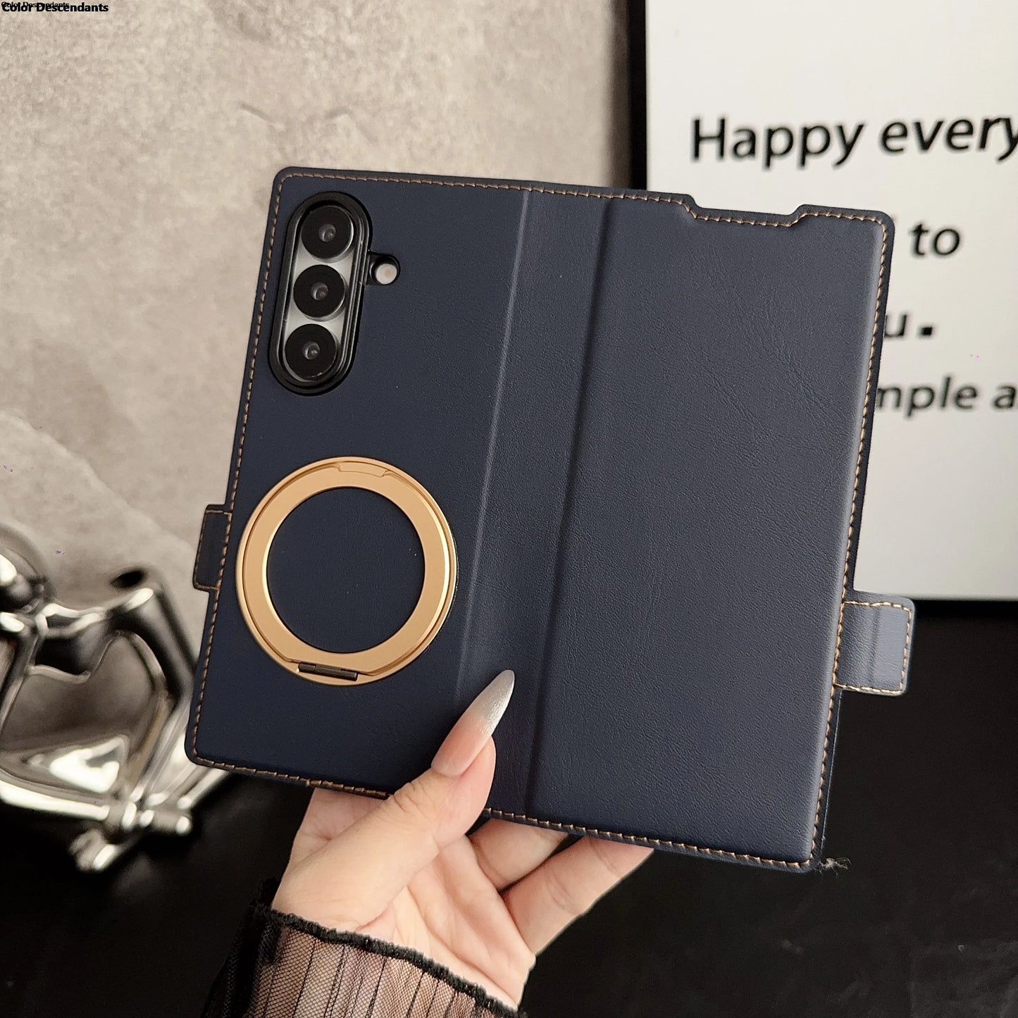 Leather Cases for Samsung Galaxy Z Fold 7/6/5/4/3 Magnetic 360 Rotatable Ring Stand holder Cover for Galaxy Z Fold 6 Z Fold3 4
