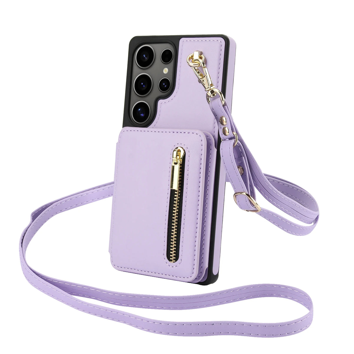 Crossbody Zipper Cards Solt Leather Case For Samsung Galaxy S25 Ultra S24 S23 S22 Plus A16 A26 A36 Kickstand Lanyard Purse Cover