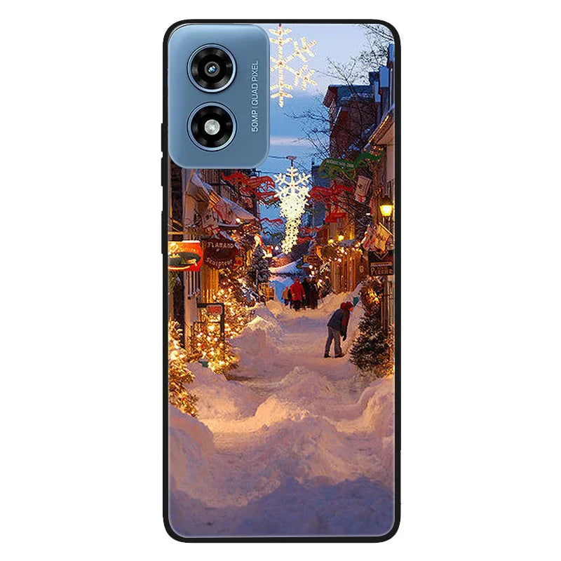 Shockproof Black TPU Case For Motorola Moto G 2025 G Play 2024 G Stylus 5G 2021 Power 2022 Protective Cover Christmas Funda Capa