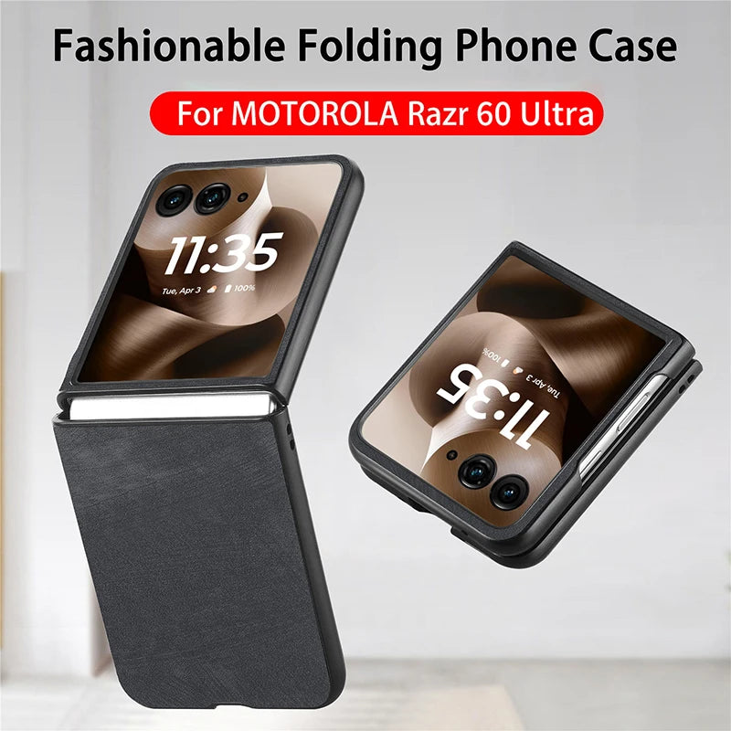 Case For Motorola Razr 60 Ultra 2025 50 Ultra 40 Ultra Razr Plus 2024 Retro PU Leather Hard Shockproof Mobile Phone Case Cover