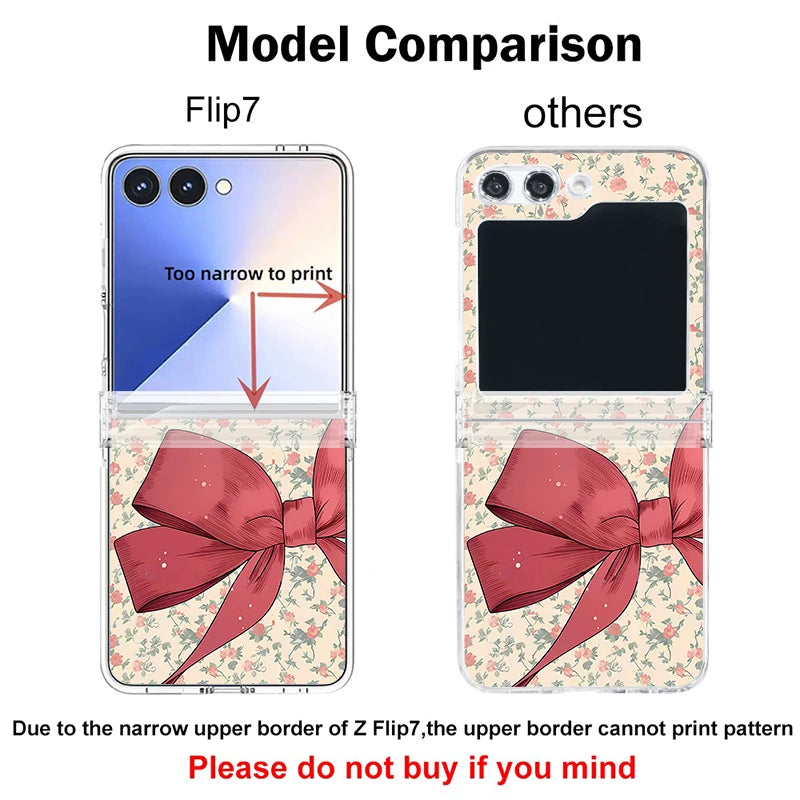 Colorful Bowknot Patterned Phone Case For Samsung Galaxy Z Flip 7 FE 6 5 4 3 5G Folding Hard PC Clear Cover For Samsung Z Flip6