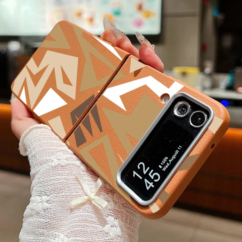 Geometric Pattern Phone Case For Samsung Z Flip7 FE Flip6 Flip5 Flip4 Folding Soft TPU Cover For Samsung Galaxy Z Flip 7 6 5 4 3