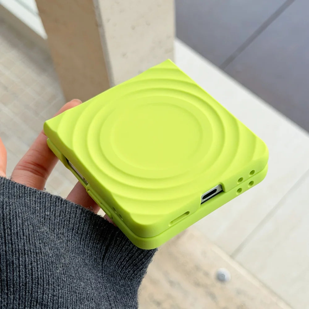 Soft Silicone For Magsafe Magnetic Water Ripple Case For Samsung Galaxy Z Flip 7 6 5 4 3 5G Wireless Charging Shockproof Cover