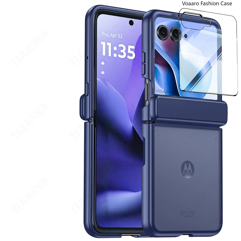 Matte Clear Plating Hinge Funda for Motorola Razr Ultra 2025 Case for Motorola Razr 60 Ultra Hinge Protect Case with Small Film