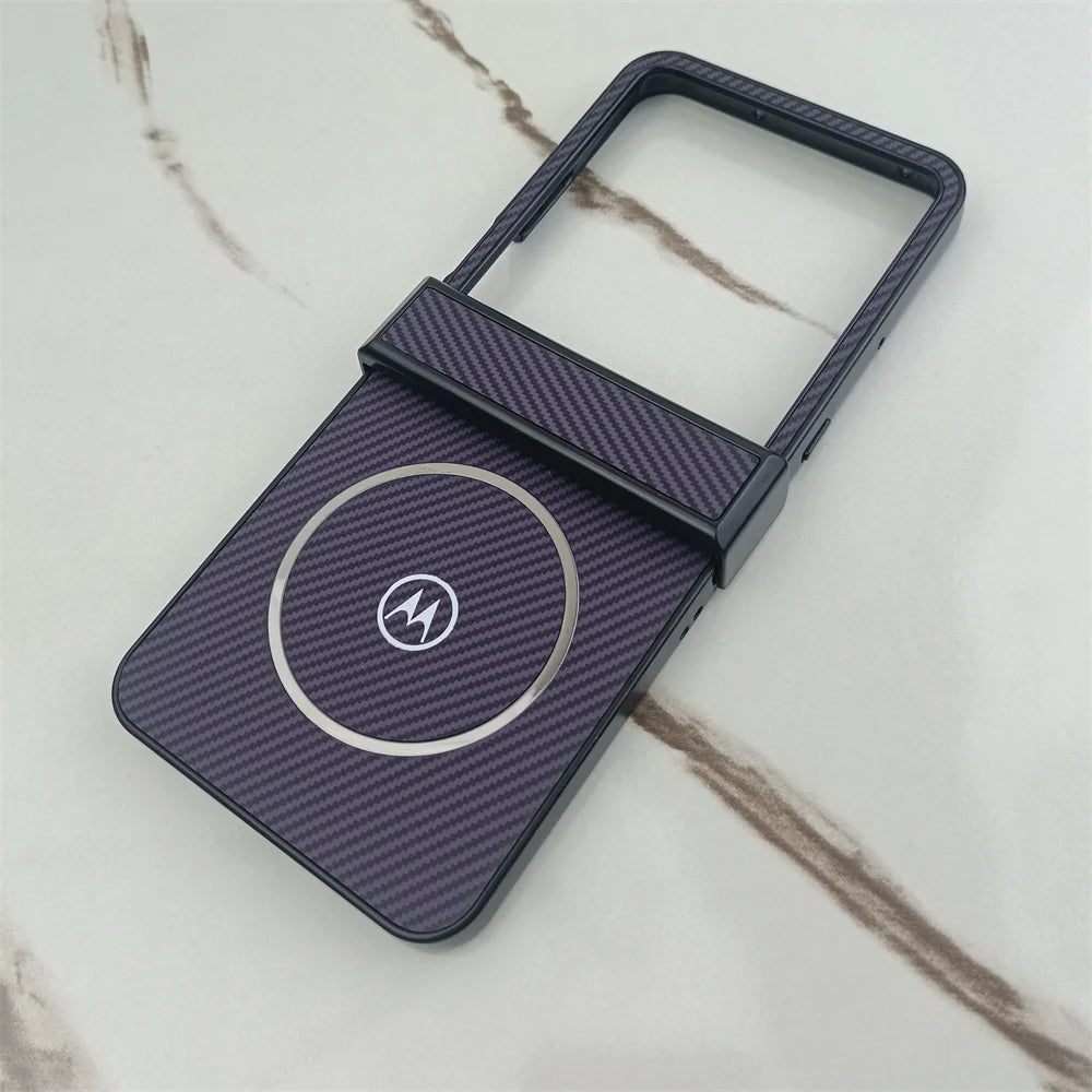 Matte Hard Carbon Fiber Texture Pattern Magnetic Case For Motorola Razr 60 50 Ultra Razr60 For Magsafe Wireless Charging Cover